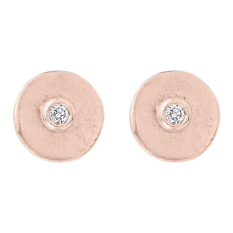 Helen Ficalora 14K Gold Diamond Disc Stud Earrings With Diamonds in 14k Rose Gold