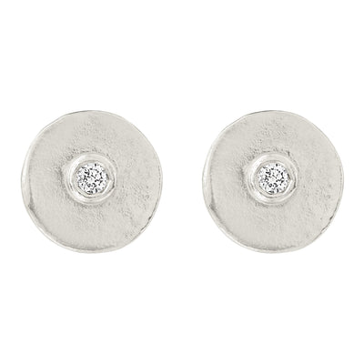 Helen Ficalora 14K Gold Diamond Disc Stud Earrings With Diamonds in 14k White Gold