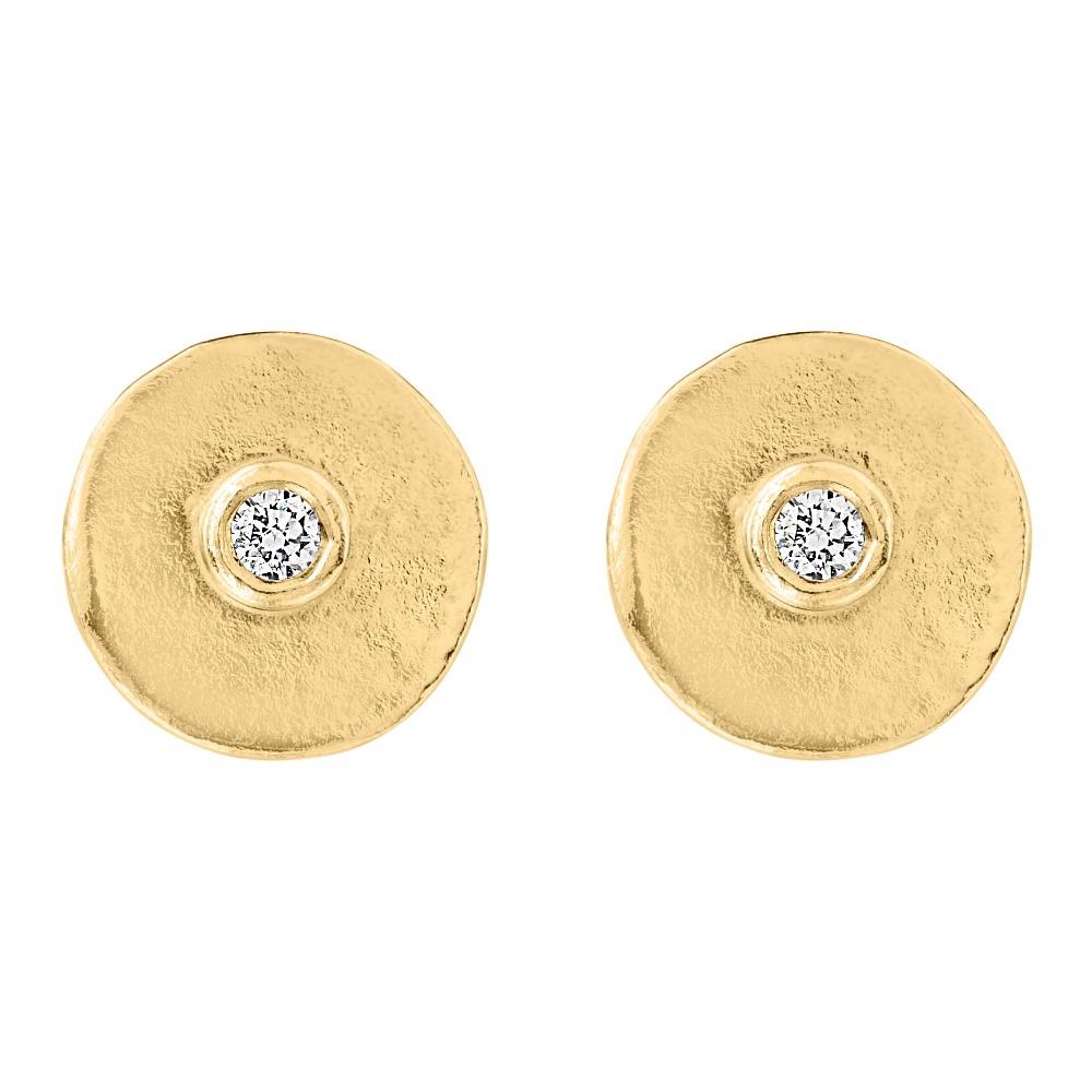 Buy Hand Beaten Classic Mini Gold Plated Sterling Silver Stud Earrings by  Mannash™ Jewellery