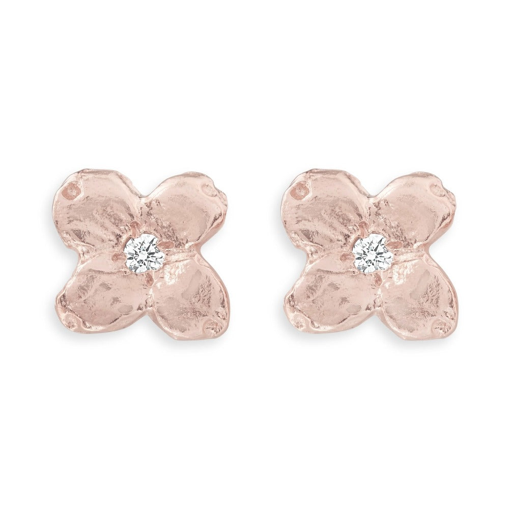 Dogwood Stud Earrings With Diamond Jewelry Helen Ficalora 14k Yellow Gold