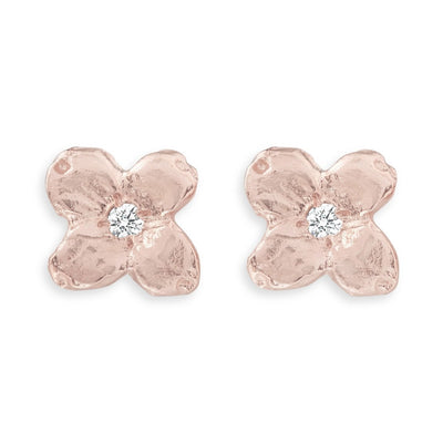 Dogwood Stud Earrings With Diamond Jewelry Helen Ficalora 14k Yellow Gold