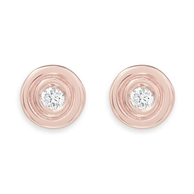 Double Ring Stud Earrings With Diamond Jewelry Helen Ficalora 14k Rose Gold