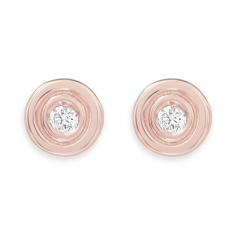 Double Ring Stud Earrings With Diamond Jewelry Helen Ficalora 14k Rose Gold