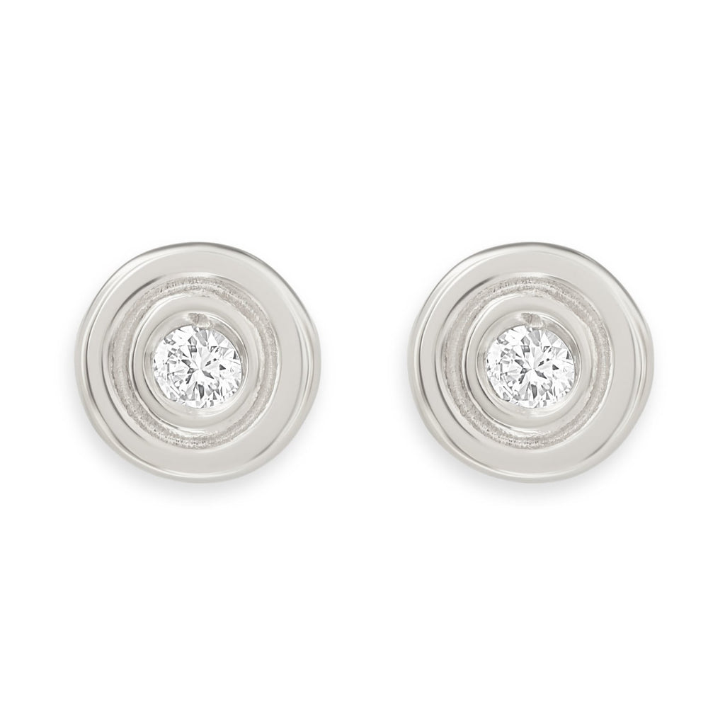 Double Ring Stud Earrings With Diamond Jewelry Helen Ficalora 14k White Gold