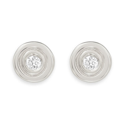 Cross Mini Stud Earrings | Solid 14K Gold Stud Earrings | Fine Jewelry 14K White Gold / Single by Helen Ficalora