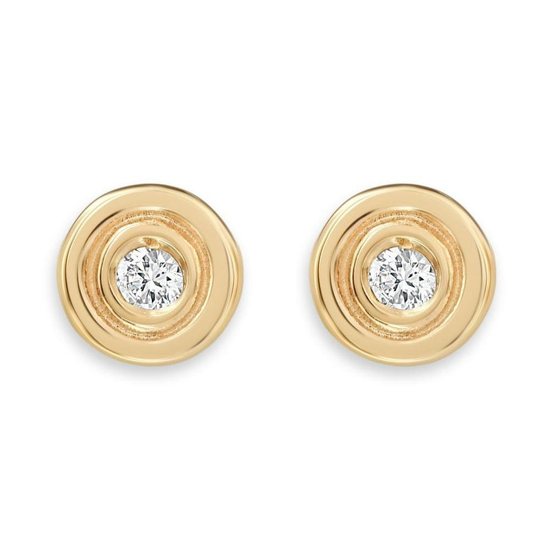 Double Ring Stud Earrings With Diamond Jewelry Helen Ficalora 14k Yellow Gold
