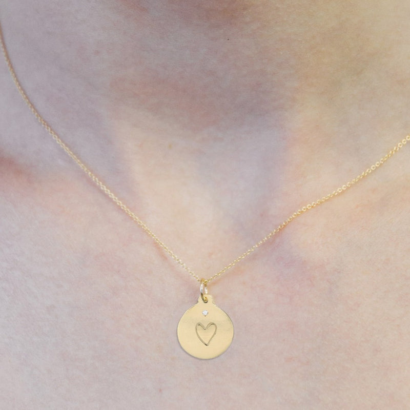 Stamped Heart Charm With Diamond Jewelry Helen Ficalora 14k Yellow Gold For Necklace And Bracelet