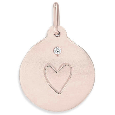Stamped Heart - Rose Gold Disc Charm - Helen Ficalora