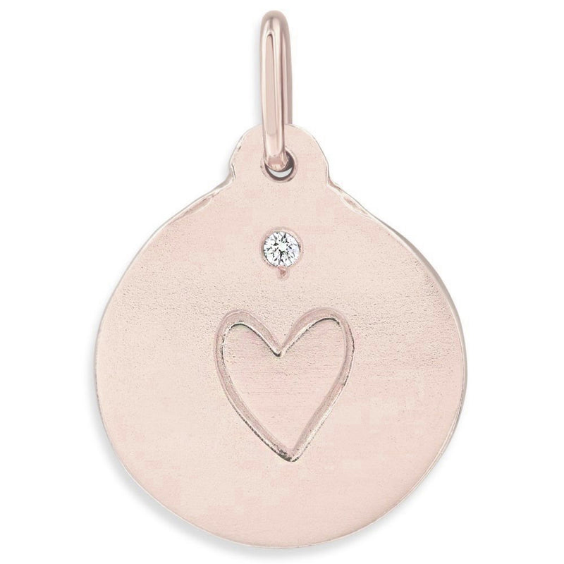 Stamped Heart - Rose Gold Disc Charm - Helen Ficalora