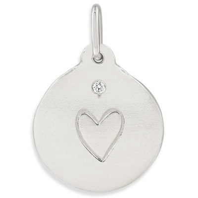 Stamped Heart - Sterling Silver Disc Charm - Helen Ficalora
