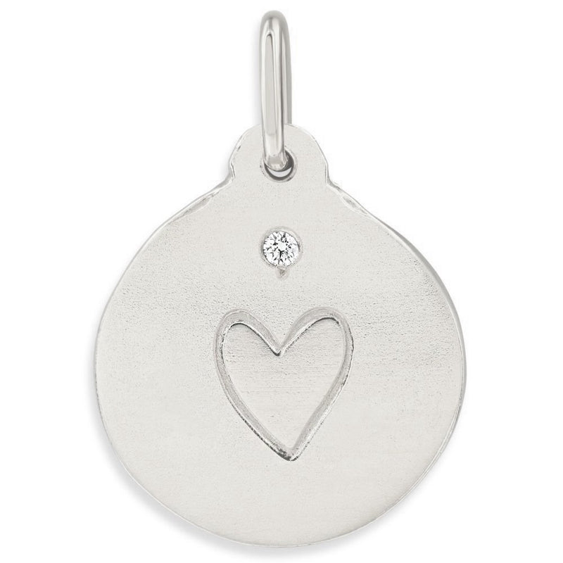 Stamped Heart - Sterling Silver Disc Charm - Helen Ficalora
