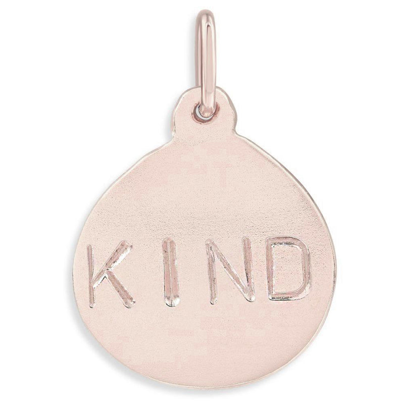 "KIND" Disk Charm  in 14k Pink Gold Jewelry Helen Ficalora