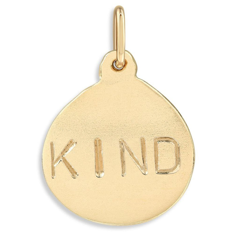 "KIND" Disk Charm  in 14k Yellow Gold Jewelry Helen Ficalora