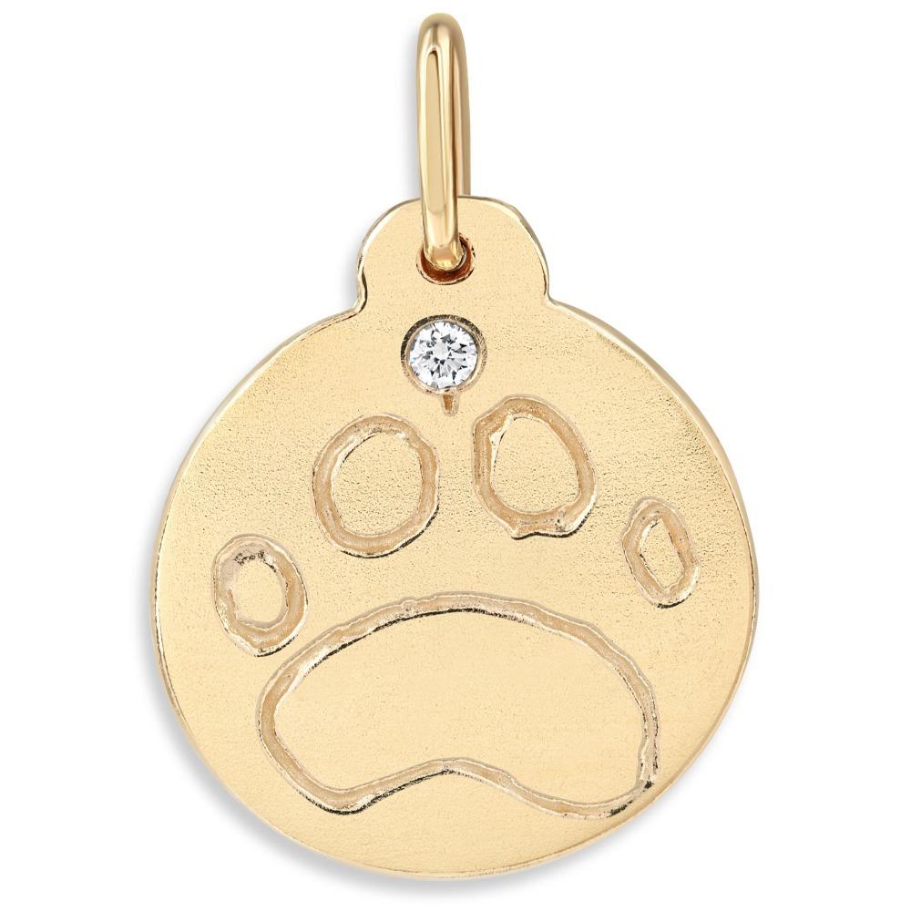 Paw Print Charm With Diamond Paw Print Necklace Dog Charm