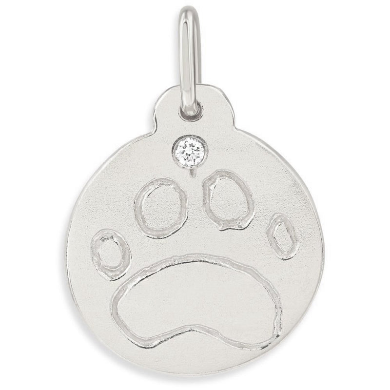 Helen Ficalora Gold Paw Print Charm With Diamond