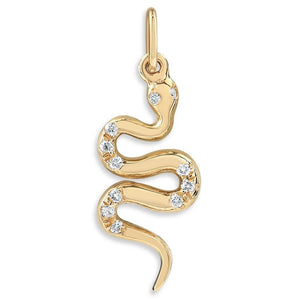 Helen Ficalora's Snake Mini Charm Pave Diamonds 14k Yellow Gold