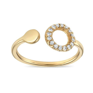 Adjustable Gold Ring With Diamonds - Helen Ficalora