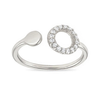 Adjustable White Gold Ring With Diamonds - Helen Ficalora