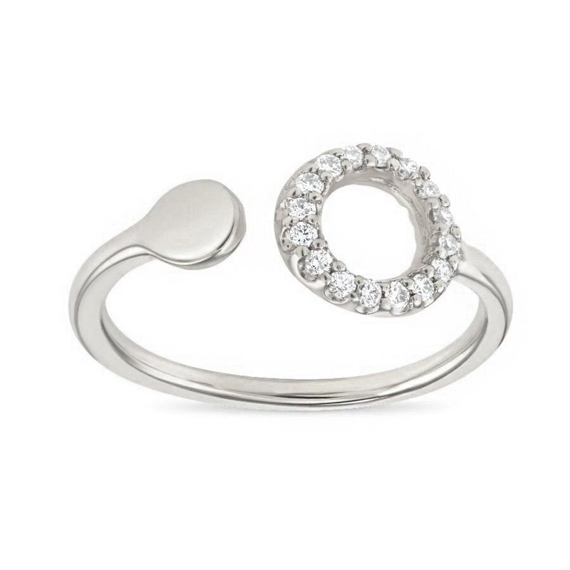 Adjustable White Gold Ring With Diamonds - Helen Ficalora