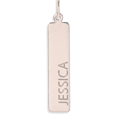 Bar Charm With Name Engraved In Letters For Necklaces And Bracelets 14k Rose Gold