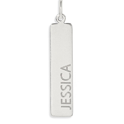  14K Gold Name Bar Charm - Vertical - Helen Ficalora