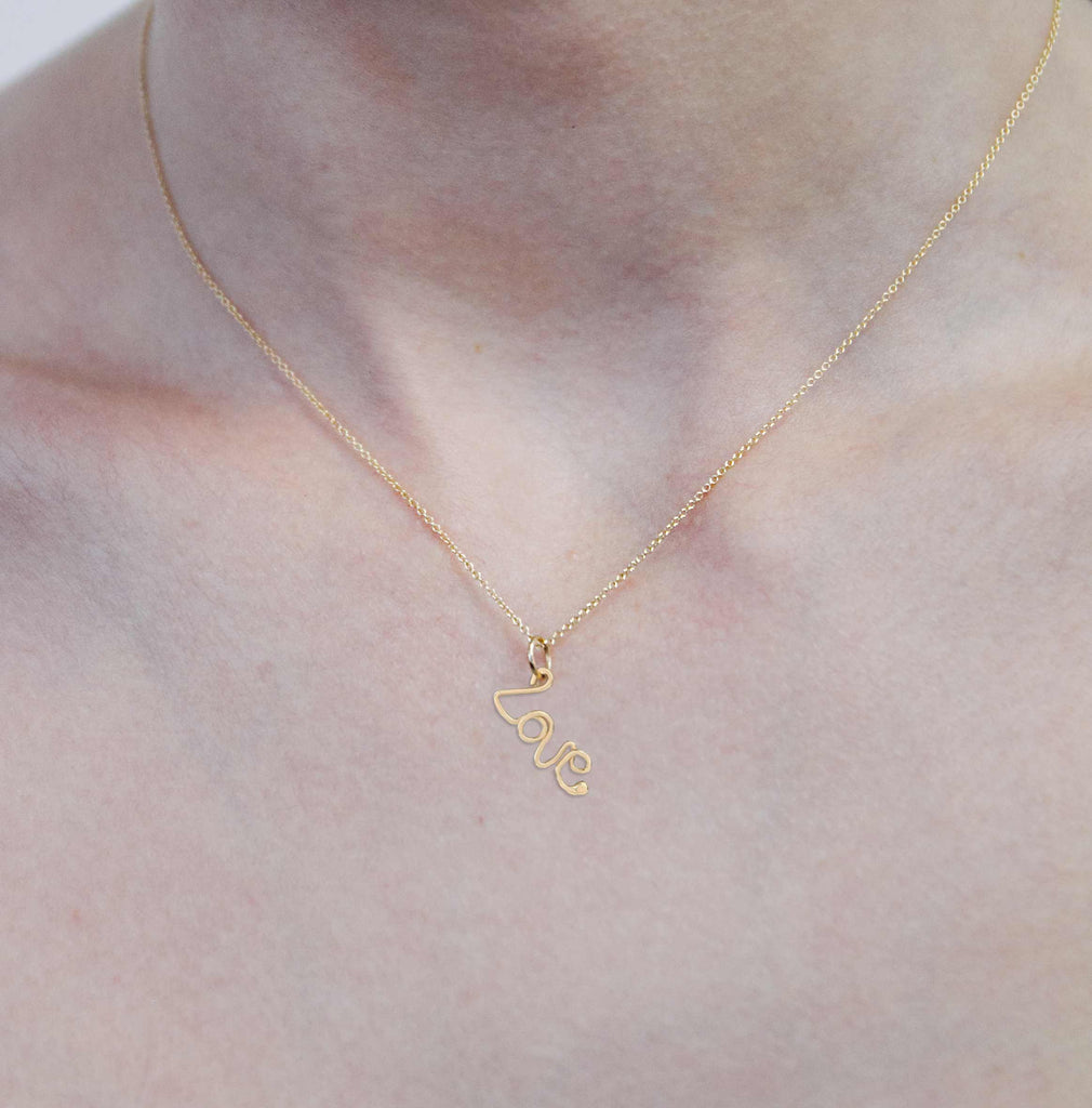 Wire Love Pendant in 14K Gold - Helen Ficalora