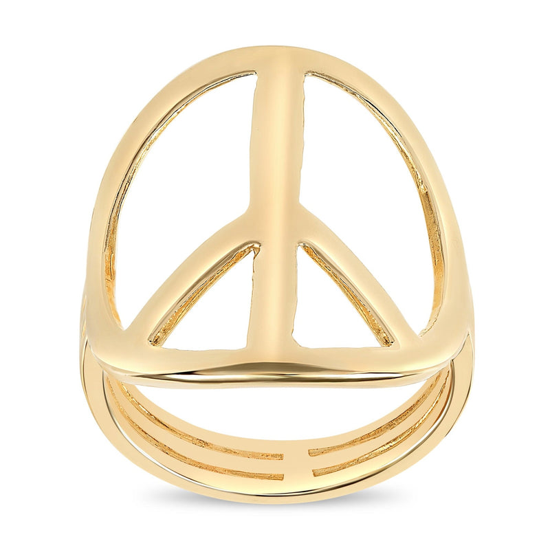 Large Peace Sign Ring Jewelry Helen Ficalora 14k Yellow Gold
