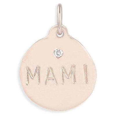 14K Pink Gold "Mami" Necklace Charm With Diamond