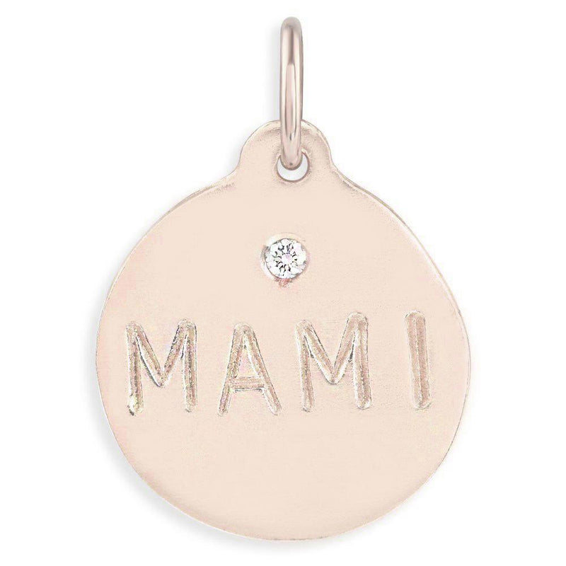 14K Pink Gold "Mami" Necklace Charm With Diamond
