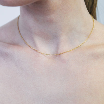 Helen Ficalora 14K Yellow Gold Thin Cable Simple Necklace Chain 