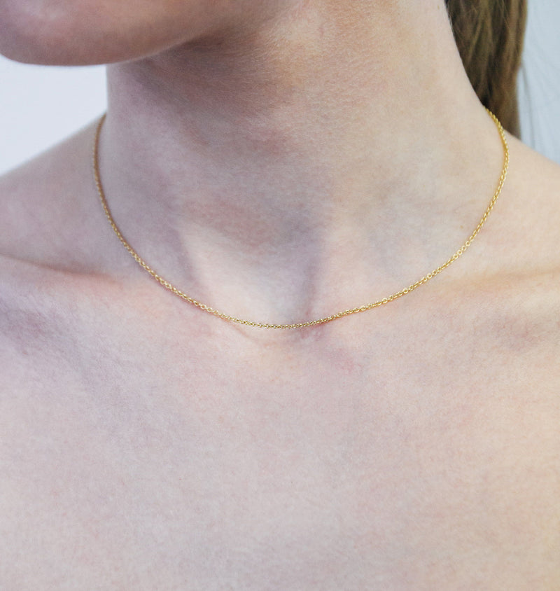 Helen Ficalora 14K Yellow Gold Thin Cable Simple Necklace Chain 
