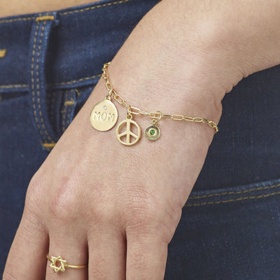 Gold Disc Mom Charm - With Diamond - Helen Ficalora