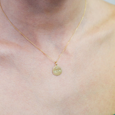 "Mom" Disk Charm With Diamond Jewelry Helen Ficalora For Necklaces And Bracelets