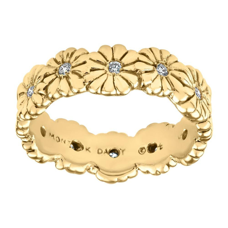 Helen Ficalora Daisy Flower Band Ring With Diamonds 14k Yellow Gold