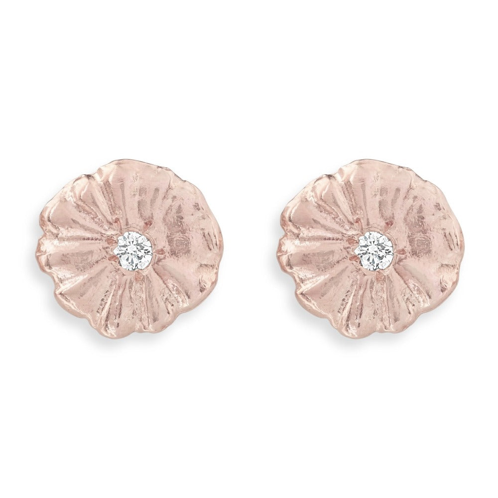 Montauk Daisy Stud Earrings With Diamond Jewelry Helen Ficalora 14k Rose Gold