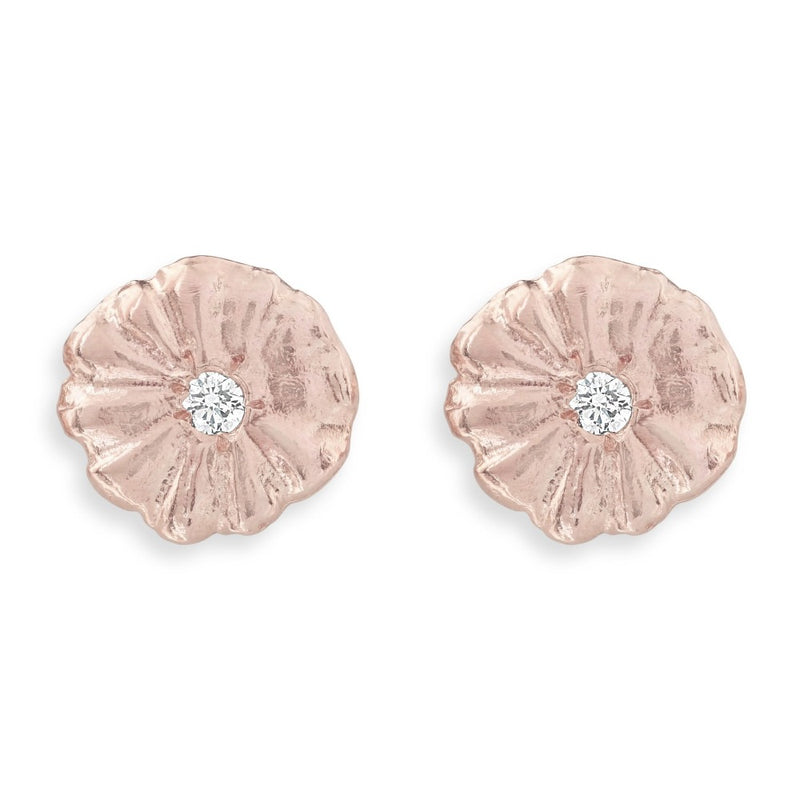 Montauk Daisy Stud Earrings With Diamond Jewelry Helen Ficalora 14k Rose Gold