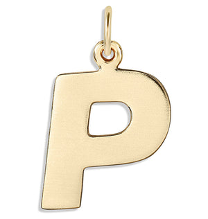"P" Cutout Letter Charm 14k Yellow Gold Jewelry For Necklaces And Bracelets From Helen Ficalora Every Letter And Initial Available