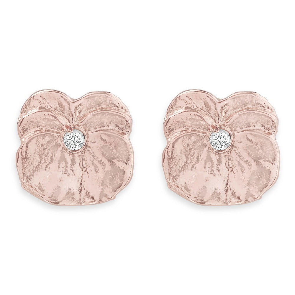 Pansy Stud Earrings With Diamond Jewelry Helen Ficalora 14k Rose  Gold