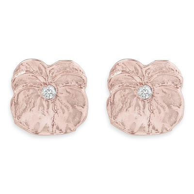 Pansy Stud Earrings With Diamond Jewelry Helen Ficalora 14k Rose  Gold