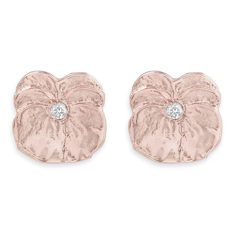 Pansy Stud Earrings With Diamond Jewelry Helen Ficalora 14k Rose  Gold