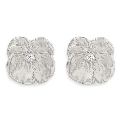 Pansy Stud Earrings With Diamond Jewelry Helen Ficalora 14k White Gold