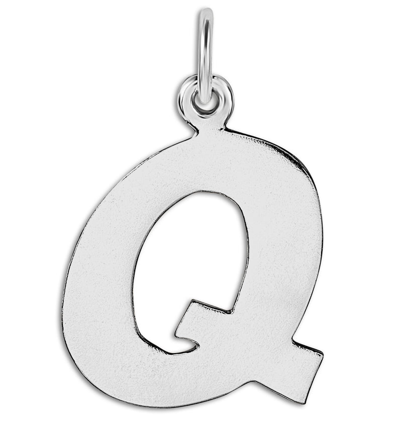 "Q" Cutout Letter Charm Sterling Silver Jewelry For Necklaces And Bracelets From Helen Ficalora Every Letter And Initial Available