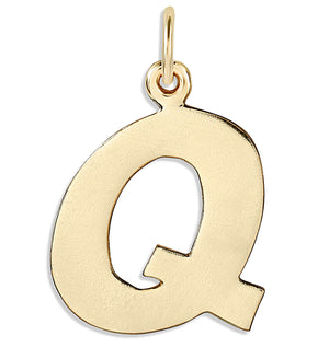 "Q" Cutout Letter Charm 14k Yellow Gold Jewelry For Necklaces And Bracelets From Helen Ficalora Every Letter And Initial Available
