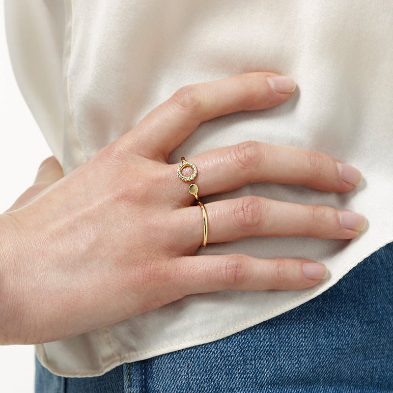 Adjustable Gold Ring With Diamonds - Helen Ficalora