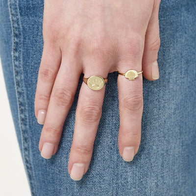 Helen Ficalora Gold Crown Diamond Signet Ring