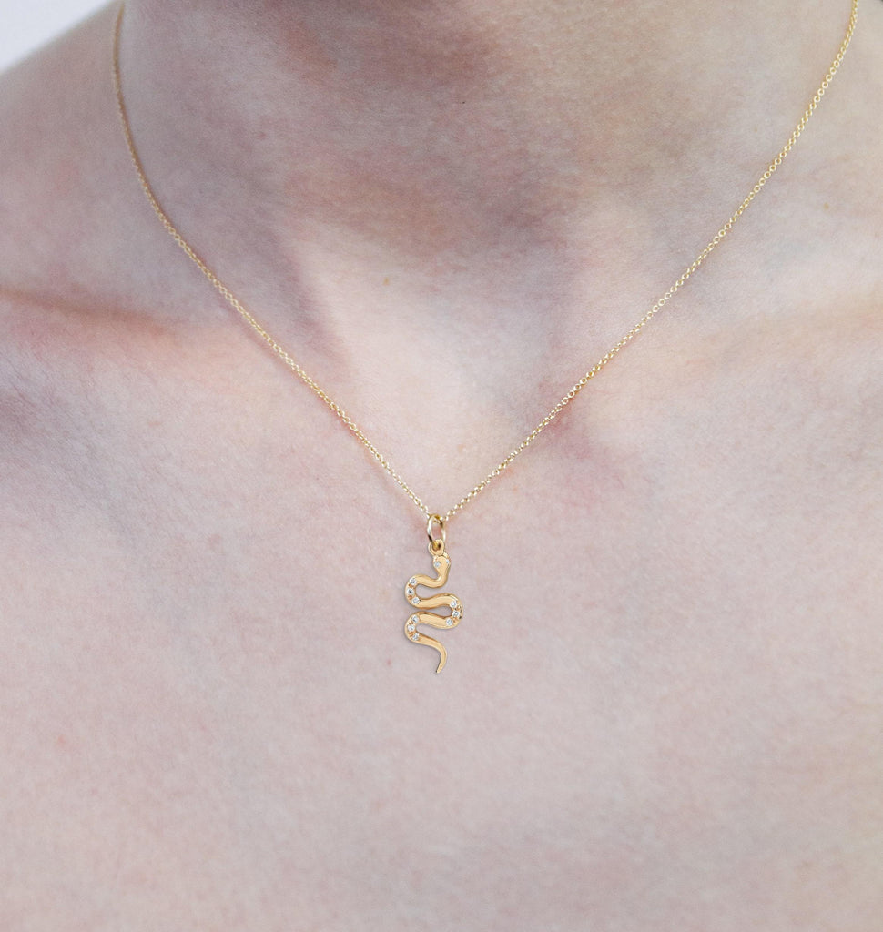 Helen Ficalora's Snake Mini Charm Pave Diamonds 14k Yellow Gold