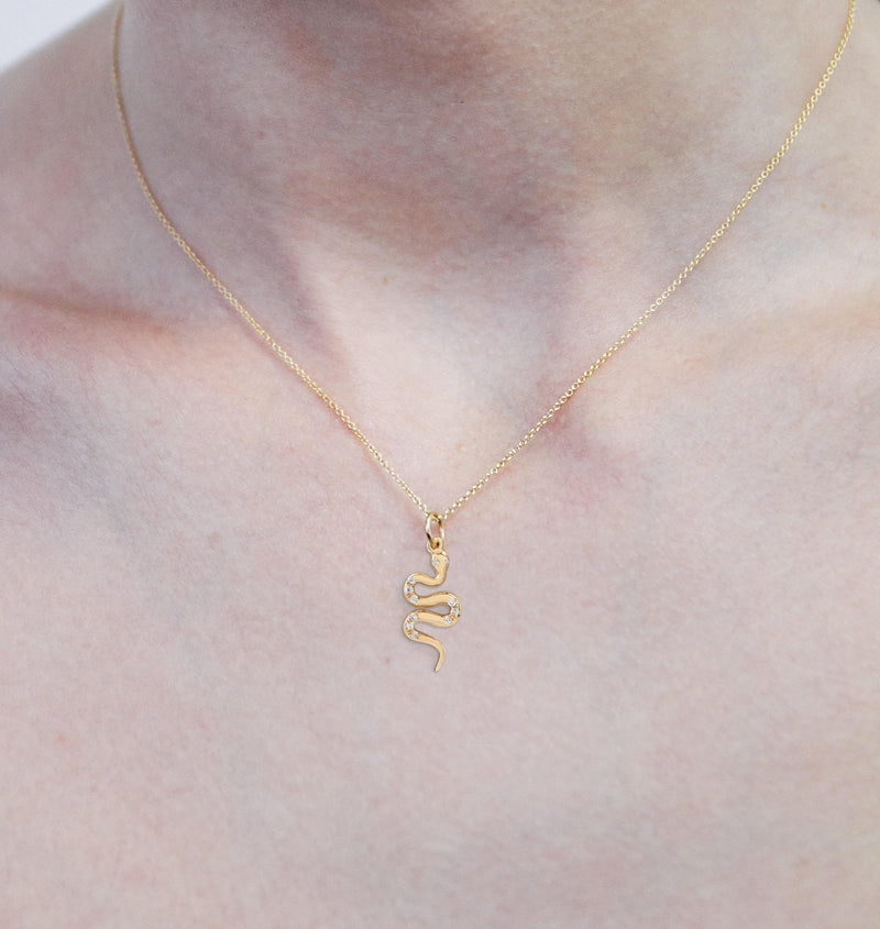 Helen Ficalora's Snake Mini Charm Pave Diamonds 14k Yellow Gold