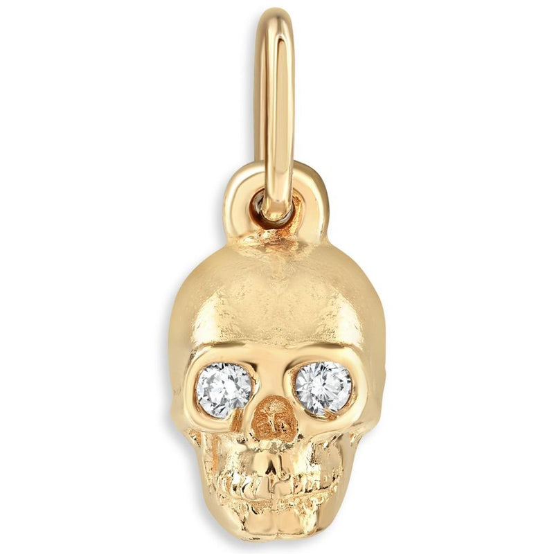 Skull Mini Charm With Diamonds Jewelry Helen Ficalora 14k Yellow Gold For Necklaces And Bracelets