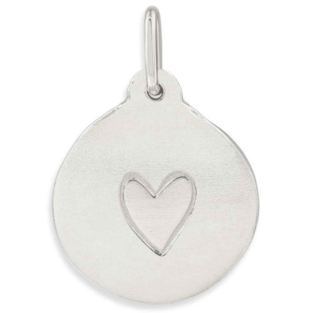 Stamped Heart Charm for Necklaces and Bracelets 14K White Gold by Helen Ficalora