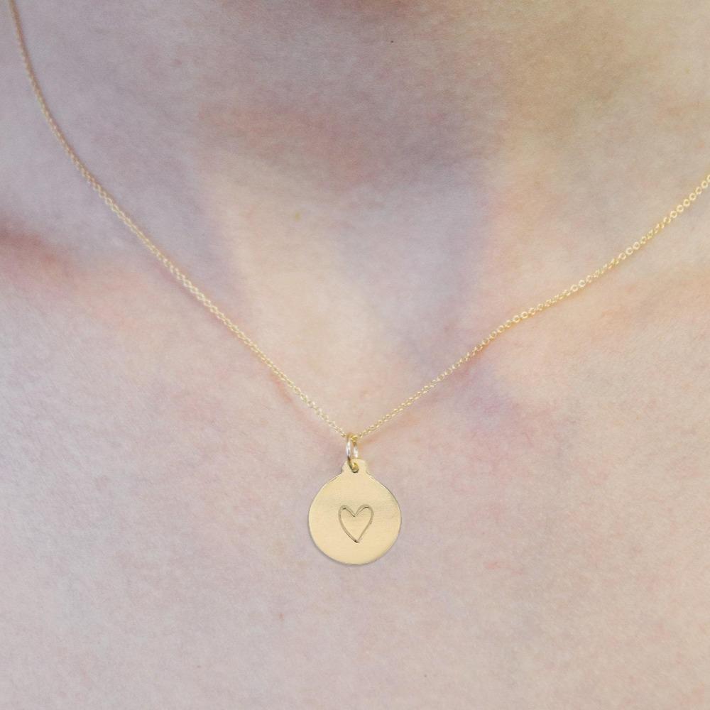 Stamped Heart Charm for Necklaces and Bracelets 14K Pink Gold by Helen Ficalora